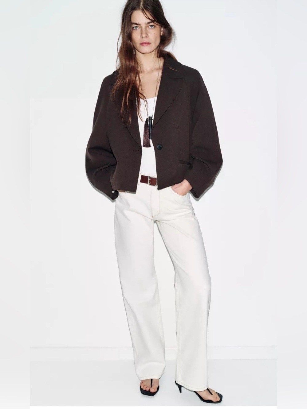 Zara NWT Brown Balloon Sleeve Single Button Blazer | Oversized Tailored Jacket